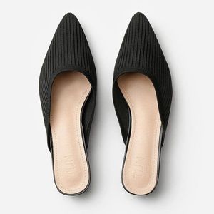 TIJN Pointed Toe Women Chunky Sandals Low Heeled Sandals Breathable Mesh Knit